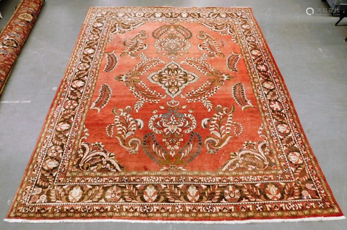 Antique Oriental Persian Floral Pink Carpet Rug