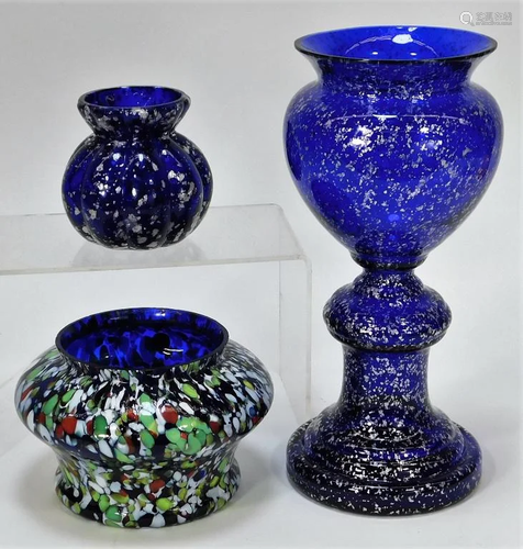 3 Kralik Bohemian Czech Art Glass Vases