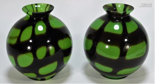 PR Kralik Bohemian Czech Net Art Glass Vases