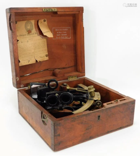 Antique American Sextant Navigation Instrument