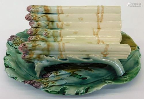 2PC Luneville Majolica Asparagus Serving Set