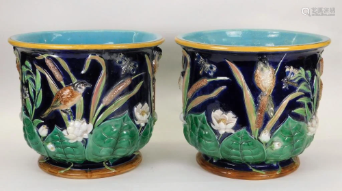 George Jones Majolica Birds and Bugs Jardiniere