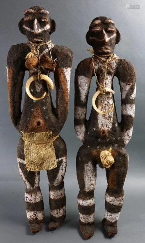 A pair of Vanuatu male and female figures