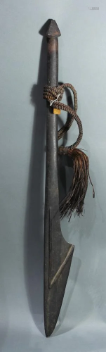 A Large pole club with extensive woven wrist wrap