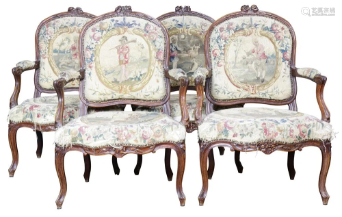 A group of Louis XV fauteuils
