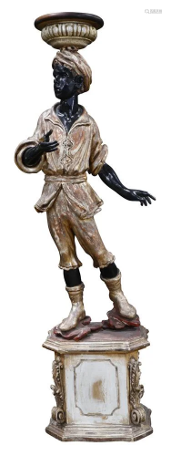 A Venetian polychrome decorated blackamoor figure …