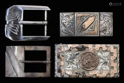 4 Mexican silver belt buckle lot: 2