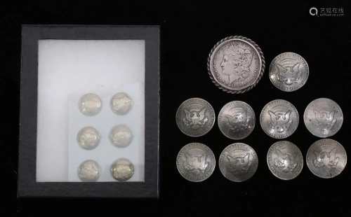 (lot of 16) American silver coin button lot