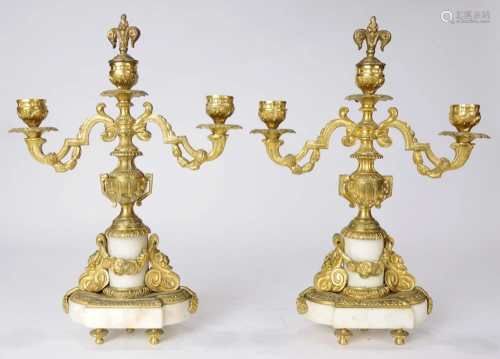 A Pair of Louis XV style ormolu mounted candelabra