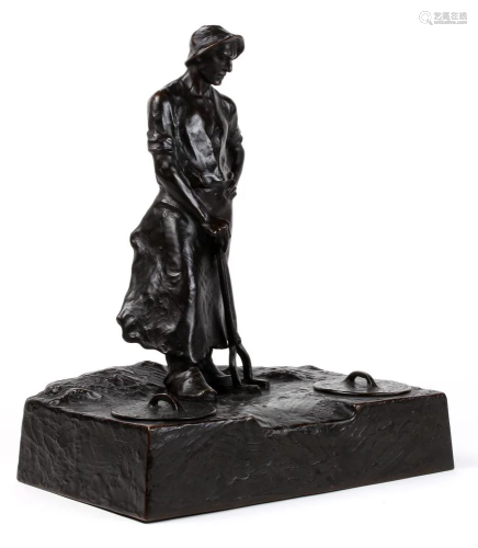 An Adolf Pohl (Austrian, 1872-1930) bronze inkwell