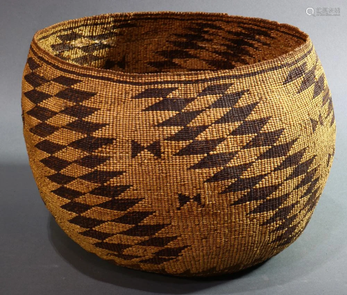 American Indian Pit River twined basket