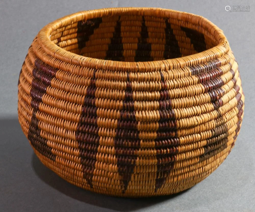 American Indian Washoe coiled basket