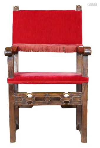A Spanish Colonial walnut armchair