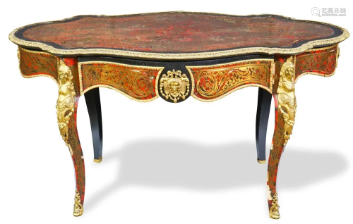 A French boulle style inlaid and gilt mounted