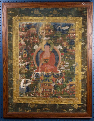 Tangka of 12 Great deeds of Buddha