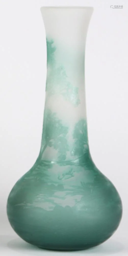 A Galle two color cameo glass bottle form vase