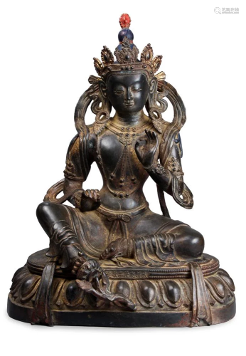Chinese Gilt-bronze Figure of Bodhisattva