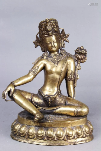 Gilt Copper Alloy Figure of Bodhisattva