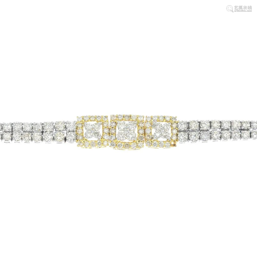 A diamond bracelet.Total diamond weight 3.42cts,