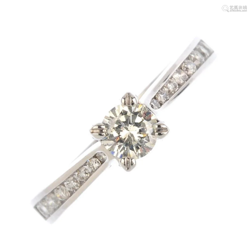 An 18ct gold diamond single-stone ring. Estimated t…