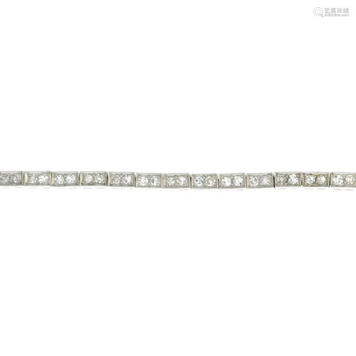 A single-cut diamond line bracelet.Estimated total