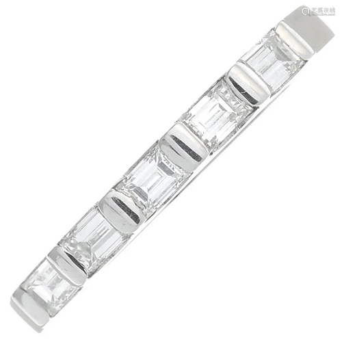 A platinum rectangular-shape diamond half-eternity