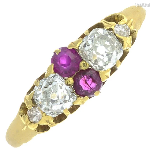 An early 20th century 18ct gold ruby and diamond