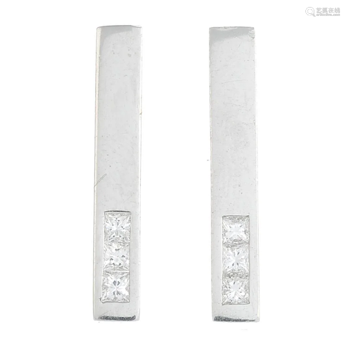 A pair of square-shape diamond earrings, by