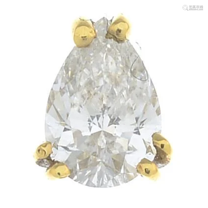 A pear-shape diamond single-stone pendant. Diamond