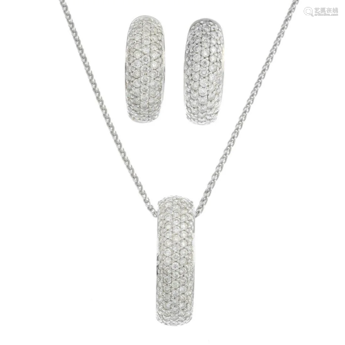 A set of 18ct gold pave-set diamond jewellery, to