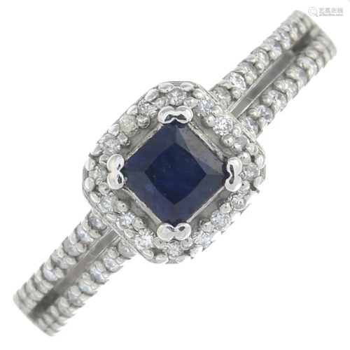 A sapphire and diamond cluster ring.Estimate…