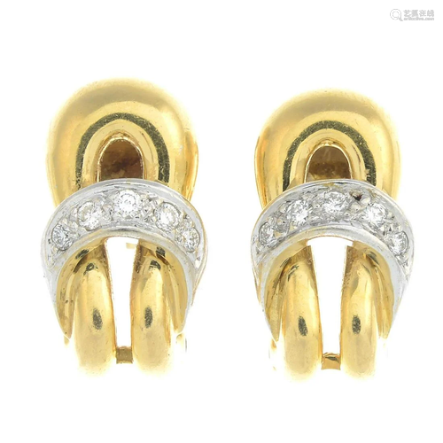 A pair of 18ct gold diamond earrings, by Mappin…