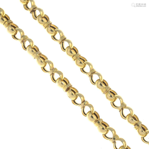 A 9ct gold fancy-link chain.Import marks for