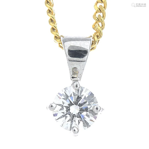 An 18ct gold brilliant-cut diamond pendant, suspen…