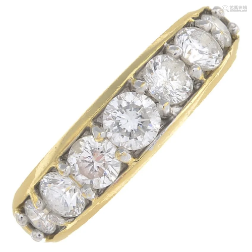 An 18ct gold diamond half eternity ring.Estimated total