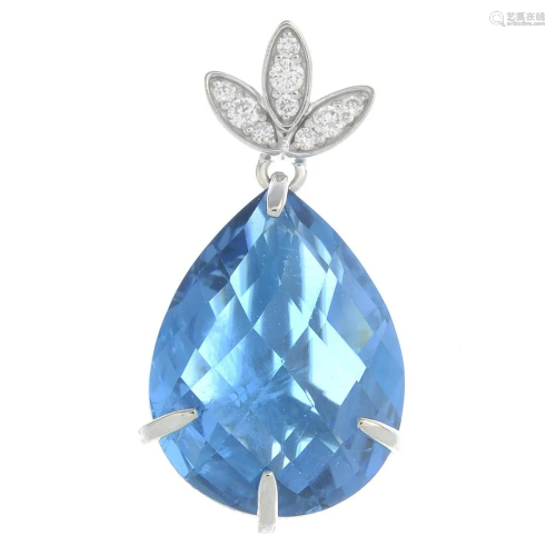 A blue topaz and brilliant cut diamond pendant…