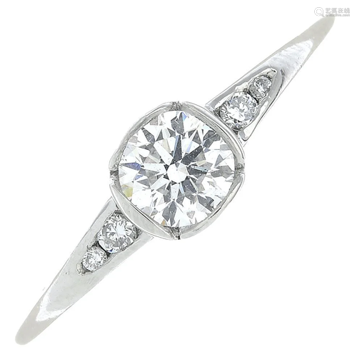 A platinum brilliant-cut diamond single-stone ring,