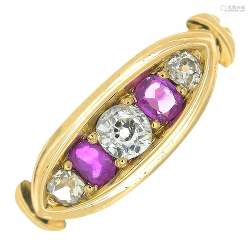 An early 20th century 18ct gold ruby and diamond