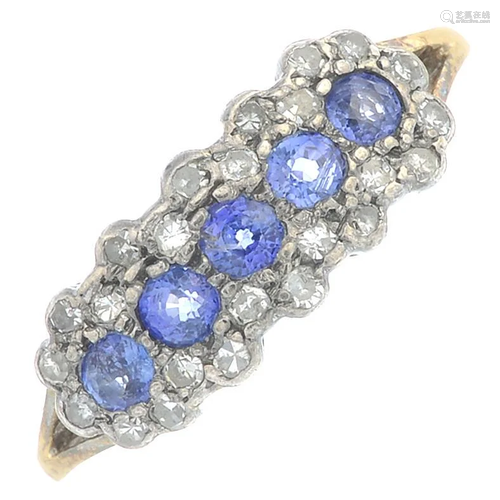 An early 20th century gold sapphire and diamond …