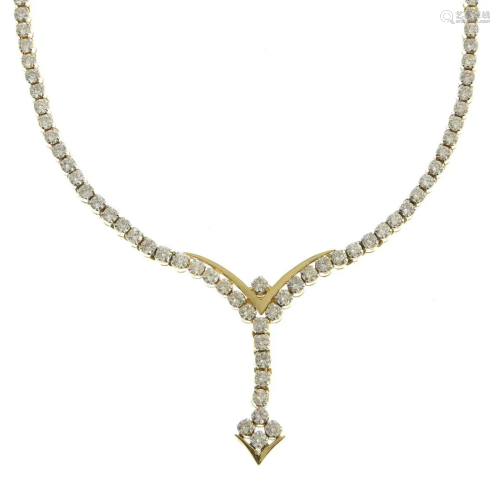 A brilliant-cut diamond necklace, with bi-colour