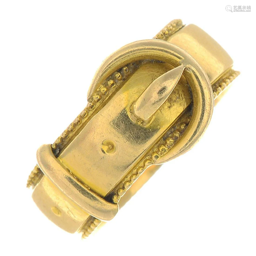 An Edwardian 18ct gold buckle ring. Hallmarks for