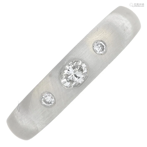 A platinum brilliant-cut diamond three-stone