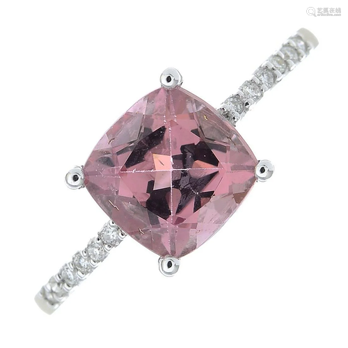 An 18ct gold pink tourmaline and brilliant-cut di…