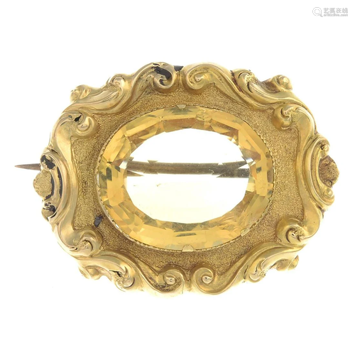 A late Victorian 18ct gold citrine brooch. Citrine