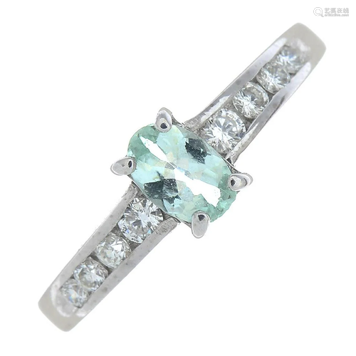 An 18ct gold aquamarine and brilliant-cut …