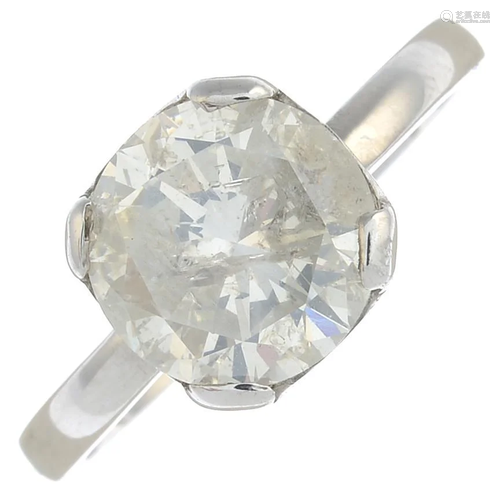 A brilliant-cut diamond single-stone ring. Diamond