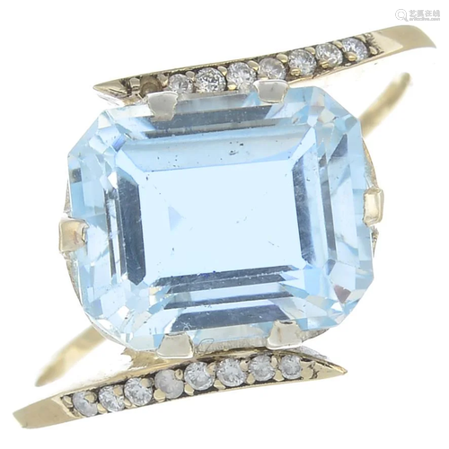 An aquamarine and diamond dress ring. Aquamar…