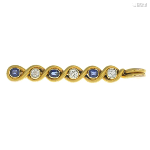 A late 19th century diamond and sapphire wove…