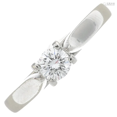 A platinum brilliant-cut diamond single-stone