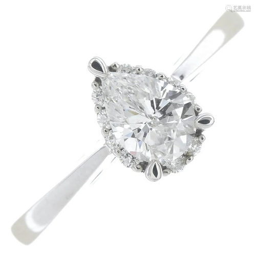 An 18ct gold pear-shape diamond single-stone